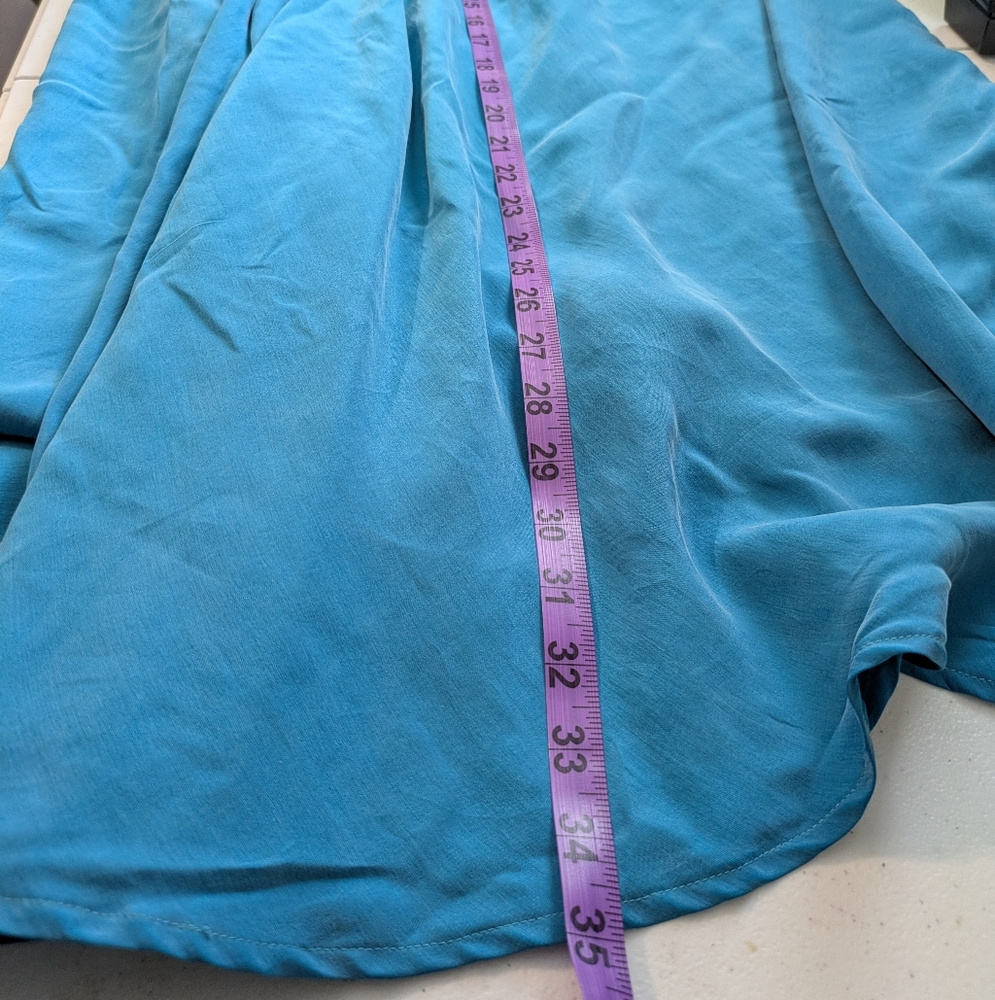 Vintage 80s Evan Picone Vibrant Teal Silk Maxi Skirt - Picture 9 of 10